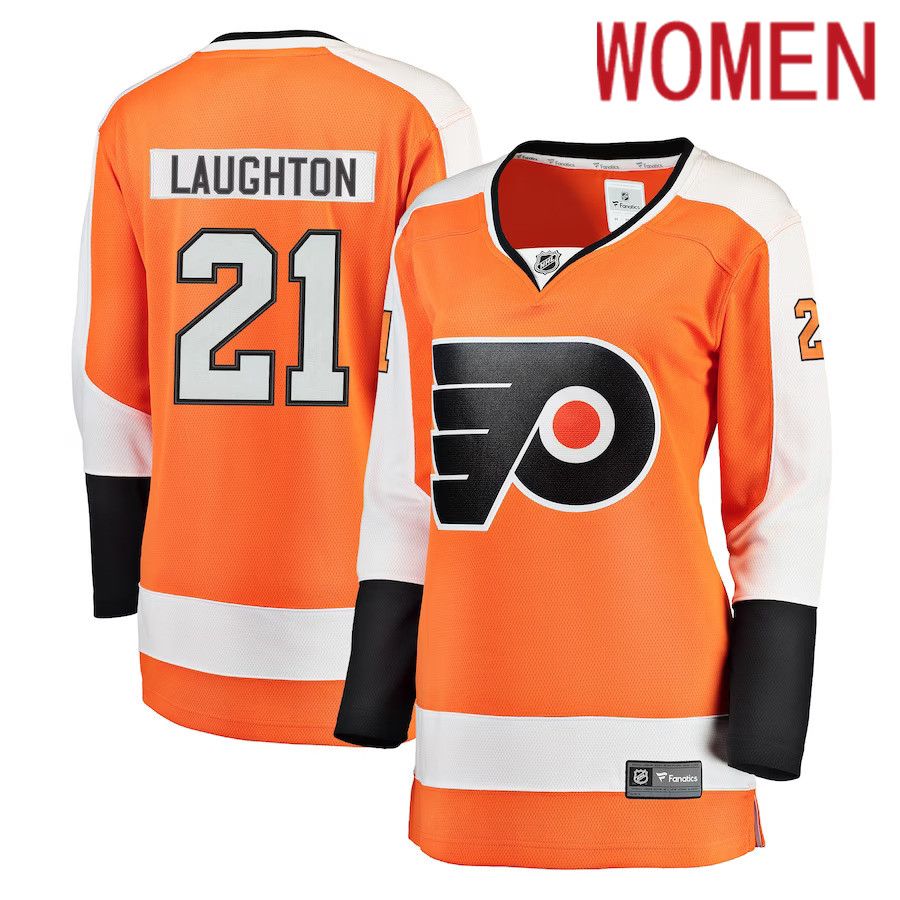 Women Philadelphia Flyers 21 Scott Laughton Fanatics Branded Orange Breakaway Player NHL Jersey